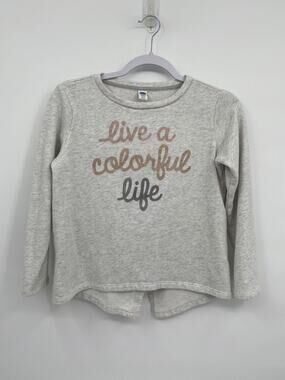 Old Navy Live A Colorful Life Statement Tee Gray Girl's Size Large 10-12